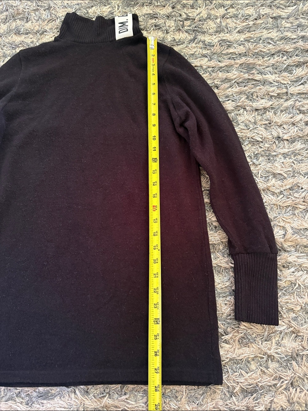 DIM. E CRES. Black Turtleneck Sweater with Logo Collar Band S - Picture 2 of 10